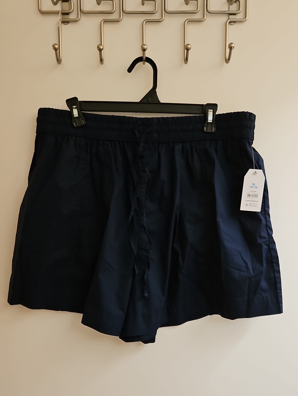 Time and Tru Poplin Drawstring Shorts Womens XL 16-18 Dark Navy Elastic Waist NW